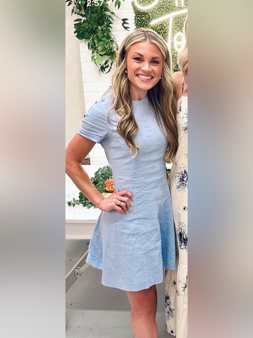 Theory Light Blue Short-Sleeve A-Line Dress